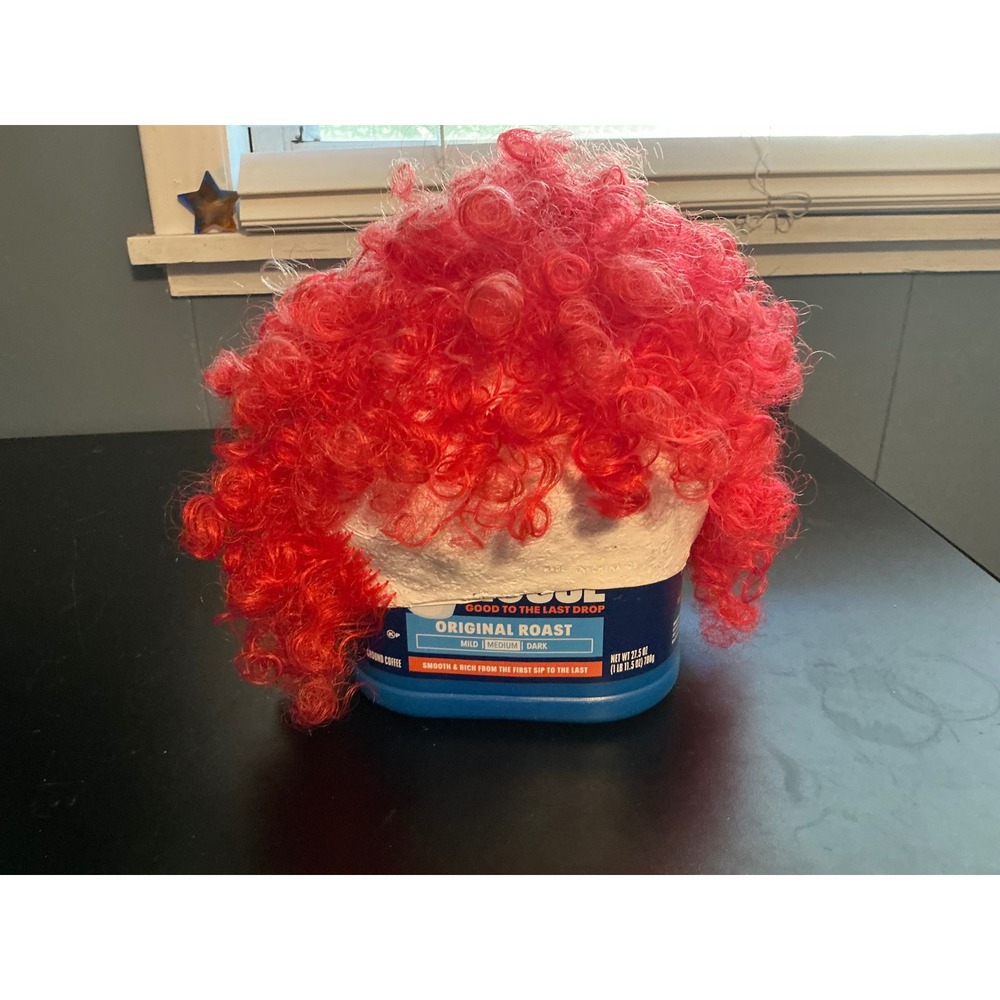 Evil Clown Mask Red Curly Hair Halloween Horror Costume MASK154WHR - Picture 2 of 6